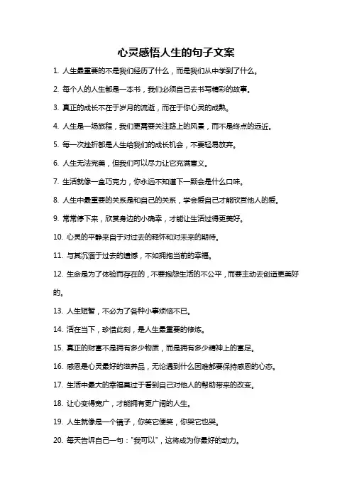 心灵感悟人生的句子文案