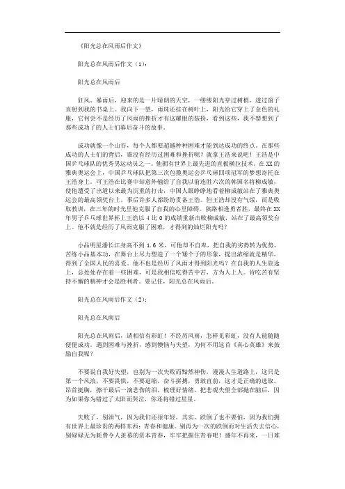 阳光总在风雨后作文20篇