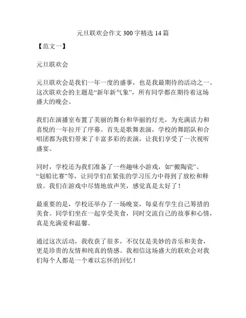 元旦联欢会作文300字精选14篇