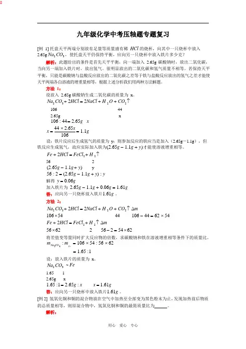 九年级化学中考压轴题专题复习