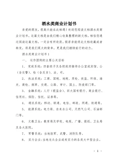 酒水类商业计划书