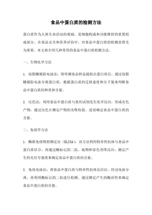 食品中蛋白质的检测方法