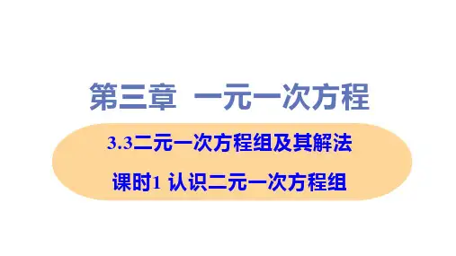 新沪科版七年级上册初中数学 课时1 认识二元一次方程组 教学课件