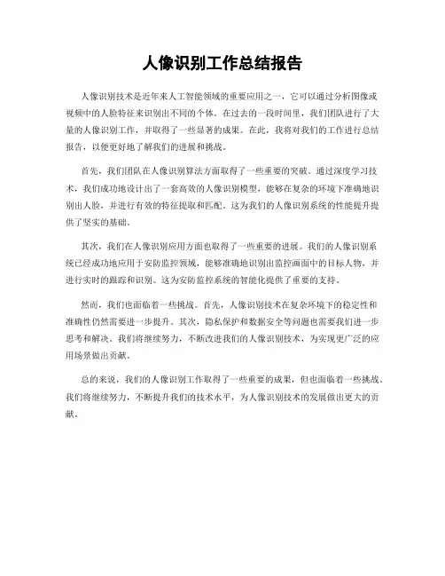 人像识别工作总结报告