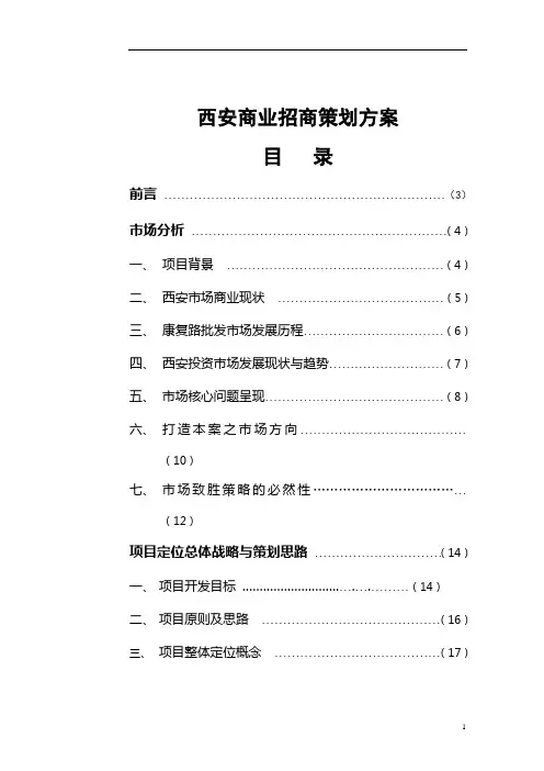 西安商业招商策划方案