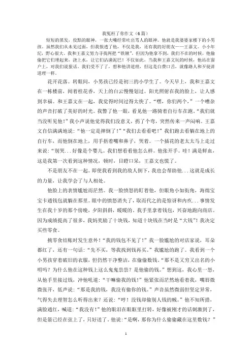 我冤枉了你作文(6篇)
