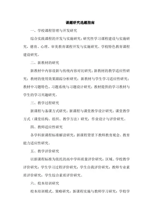 课题研究选题指南