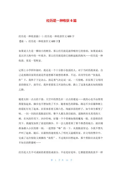 经历是一种收获6篇