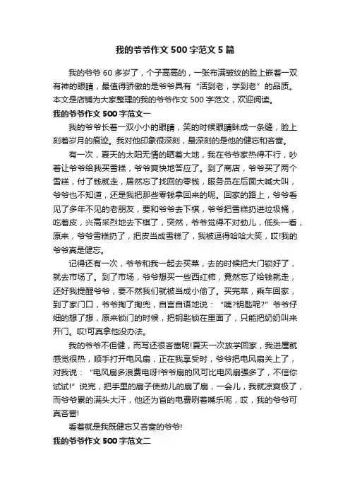 我的爷爷作文500字范文5篇