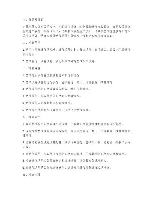 燃气场所专项检查方案