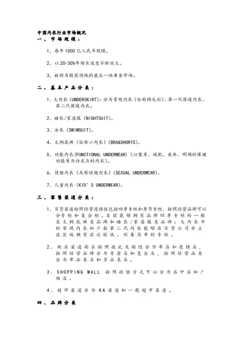 中国内衣行业市场概况