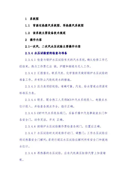 过、再热蒸汽系统,水压试验