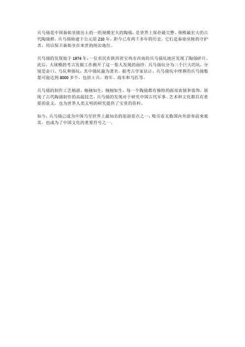 兵马俑的资料简介300字