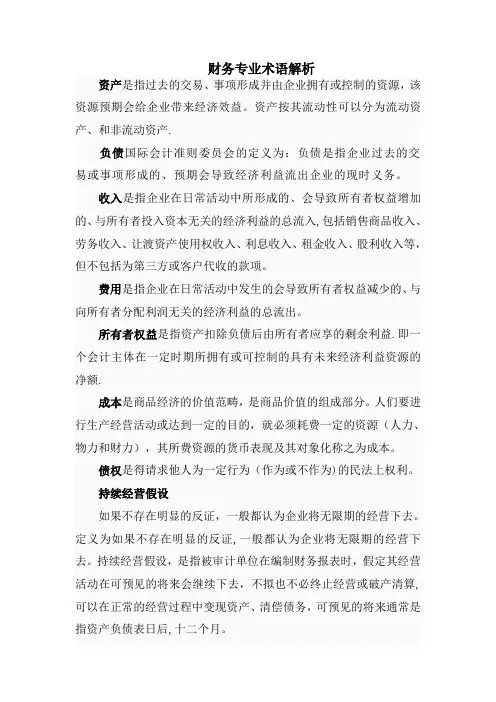 财务专业术语解析