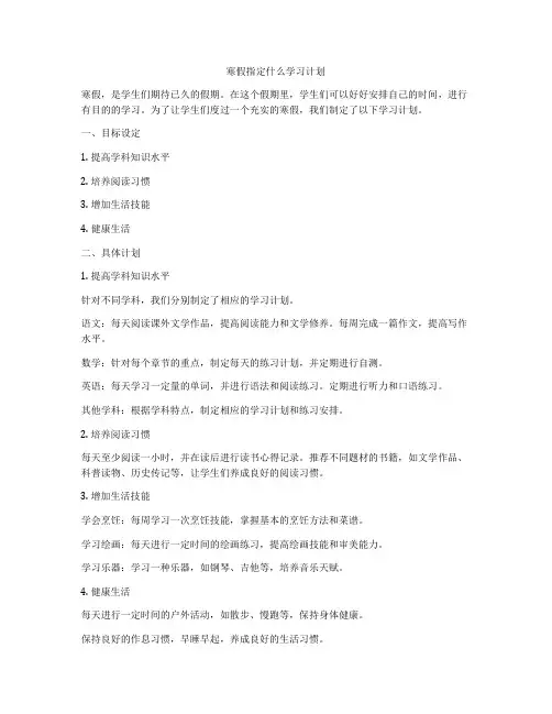 寒假指定什么学习计划