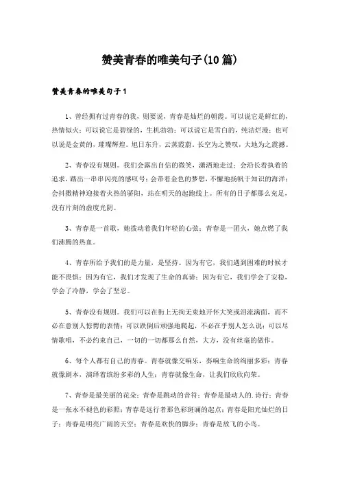 赞美青春的唯美句子(10篇)