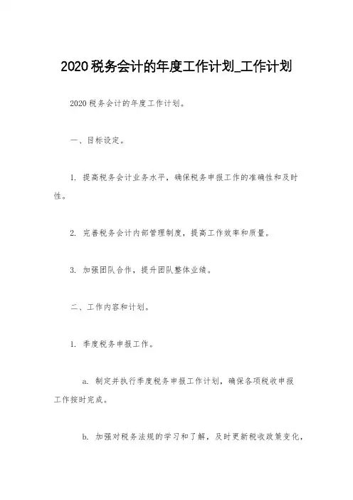 2020税务会计的年度工作计划_工作计划