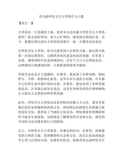 有关游呼伦贝尔大草原作文六篇