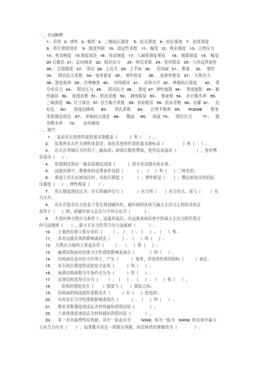 (完整版)中国地质大学复试资料岩体力学题库
