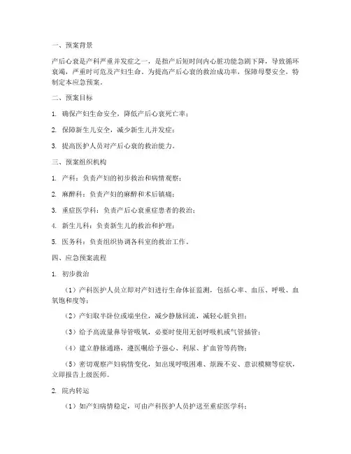 产后突发心衰应急预案