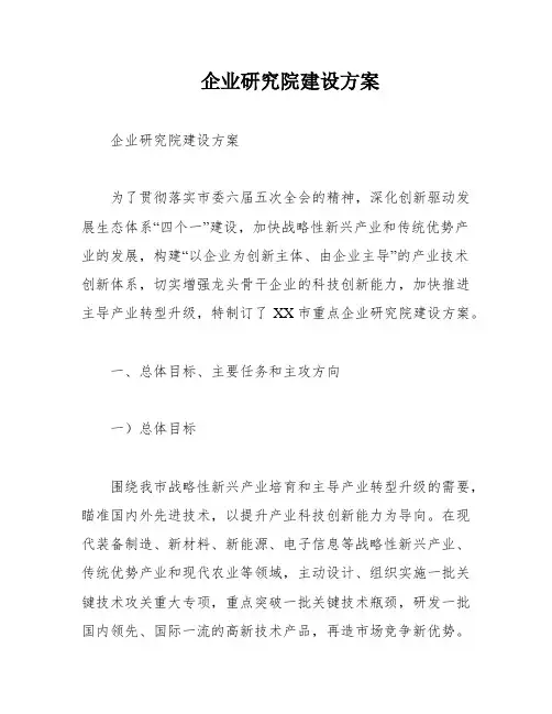 企业研究院建设方案
