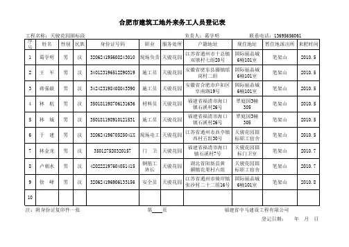外来务工人员登记表