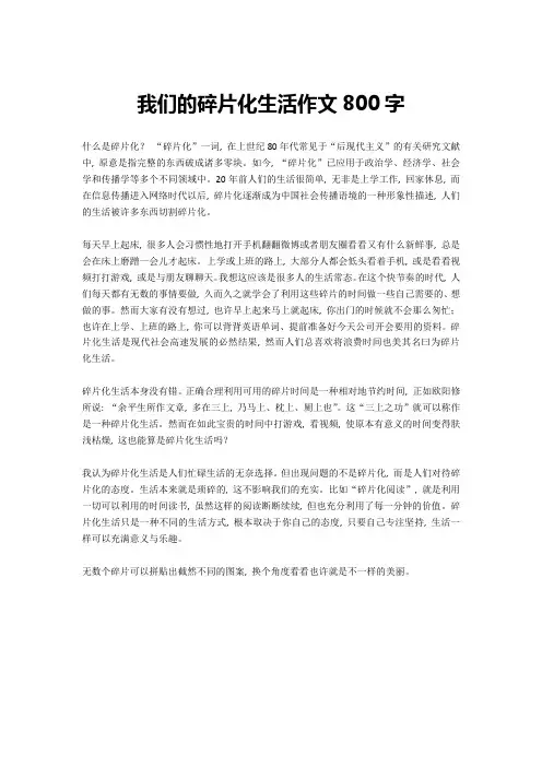我们的碎片化生活作文800字-2