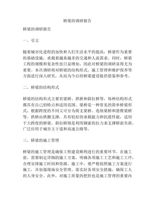 桥梁的调研报告
