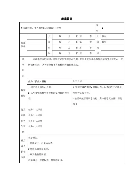 2021年整理 B1耳鼻咽喉的应用解剖与生理