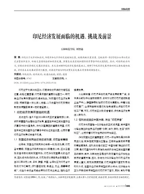 印尼经济发展面临的机遇、挑战及前景