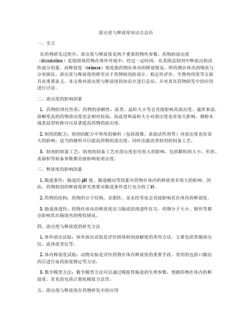 溶出度与释放度知识点总结