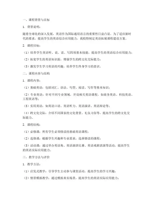 英语拓展课程建设方案模板