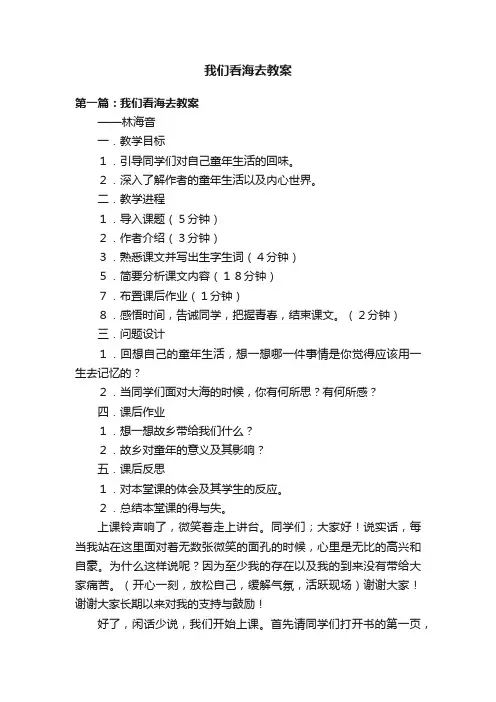 我们看海去教案