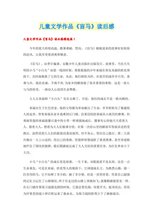 儿童文学作品《盲马》读后感