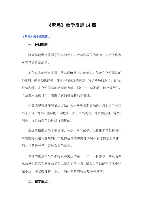 《翠鸟》教学反思14篇