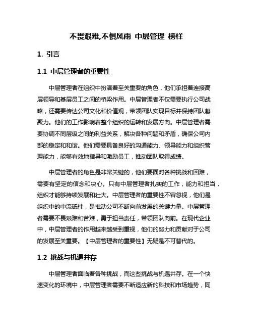 不畏艰难,不惧风雨 中层管理 榜样