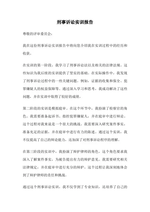 刑事诉讼实训报告