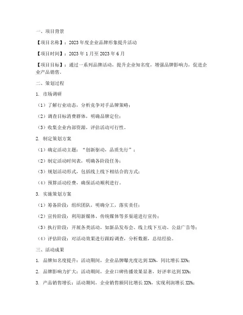 策划总结简报范文