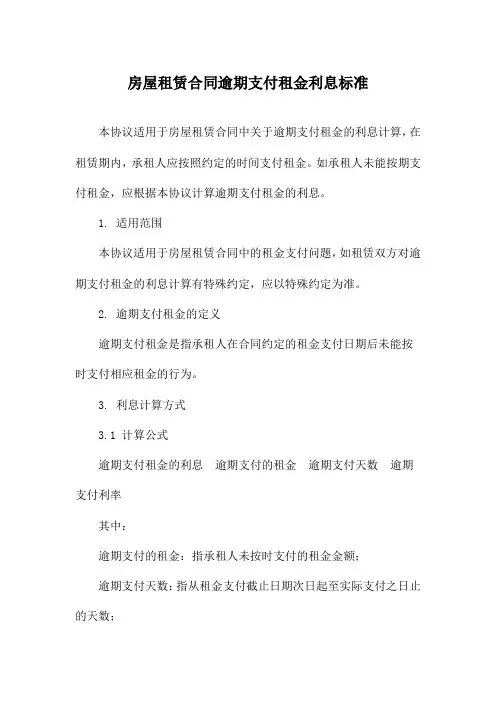 房屋租赁合同逾期支付租金利息标准