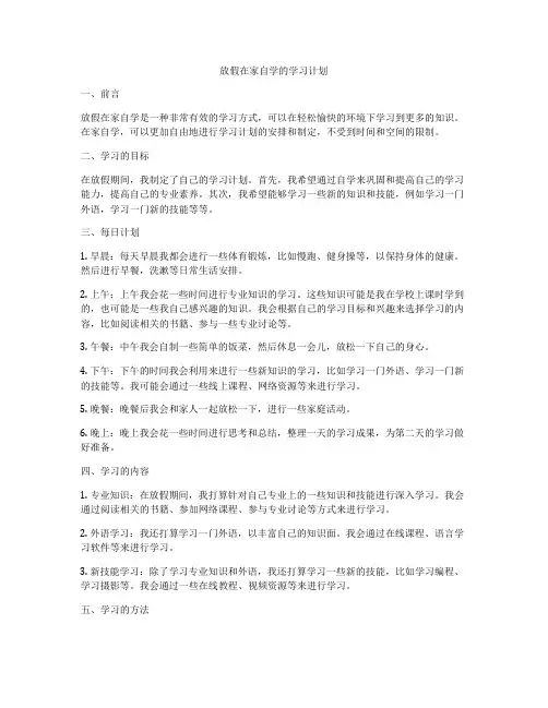 放假在家自学的学习计划