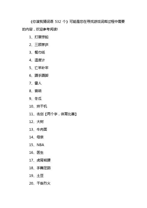 你演我猜词语532个