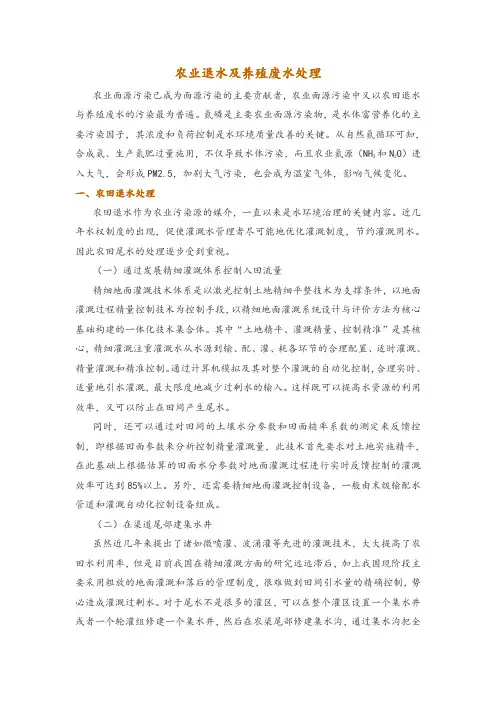 农业退水及养殖废水处理