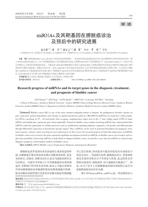 miRNAs及其靶基因在膀胱癌诊治及预后中的研究进展