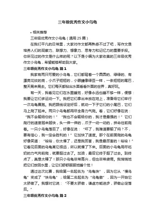 三年级优秀作文小乌龟
