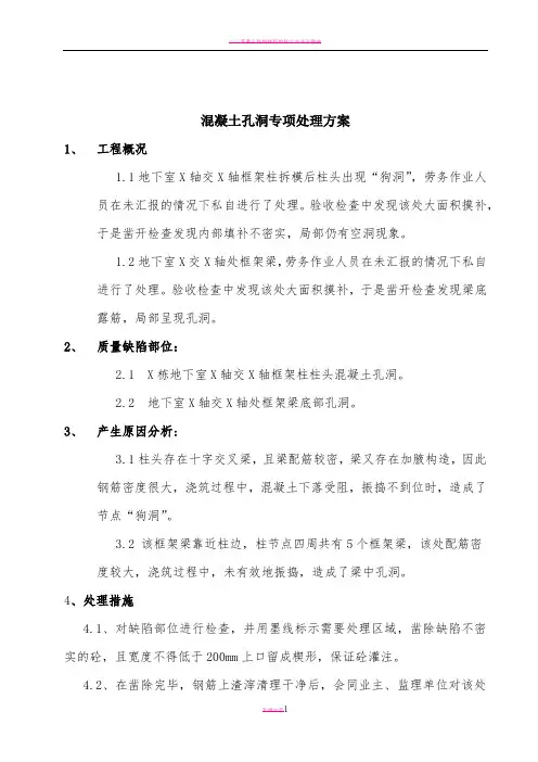 地下室狗洞质量处理方案