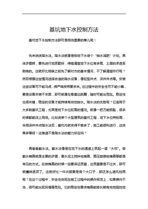 基坑地下水控制方法