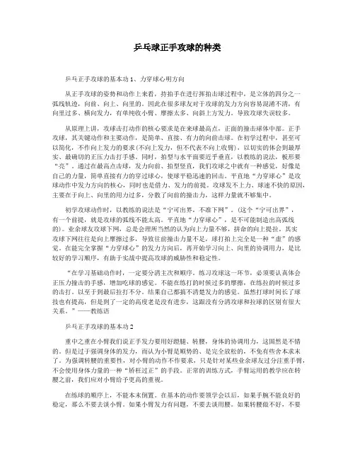 乒乓球正手攻球的种类