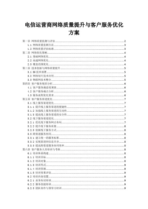 电信运营商网络质量提升与客户服务优化方案