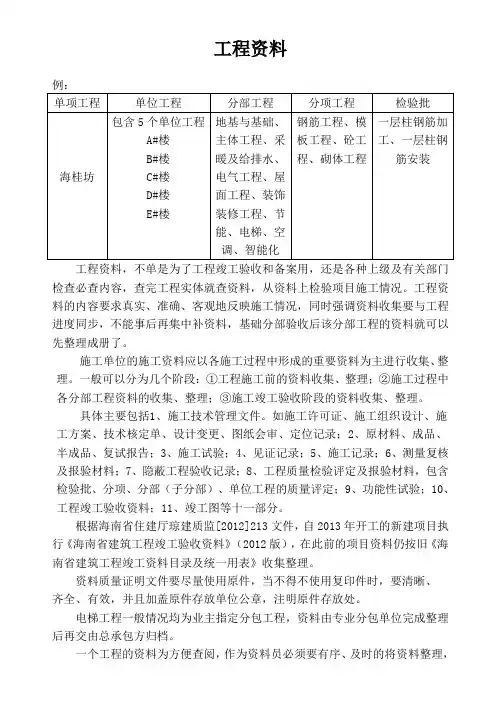 工程资料的收集与整理