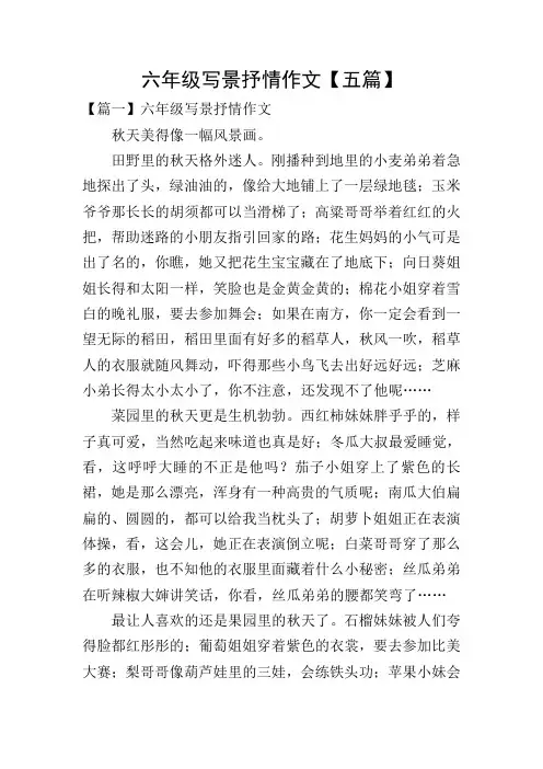 六年级写景抒情作文【五篇】